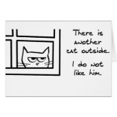 Angry Cat Sees Another Cat - Funny Cat Card (Front Horizontal)