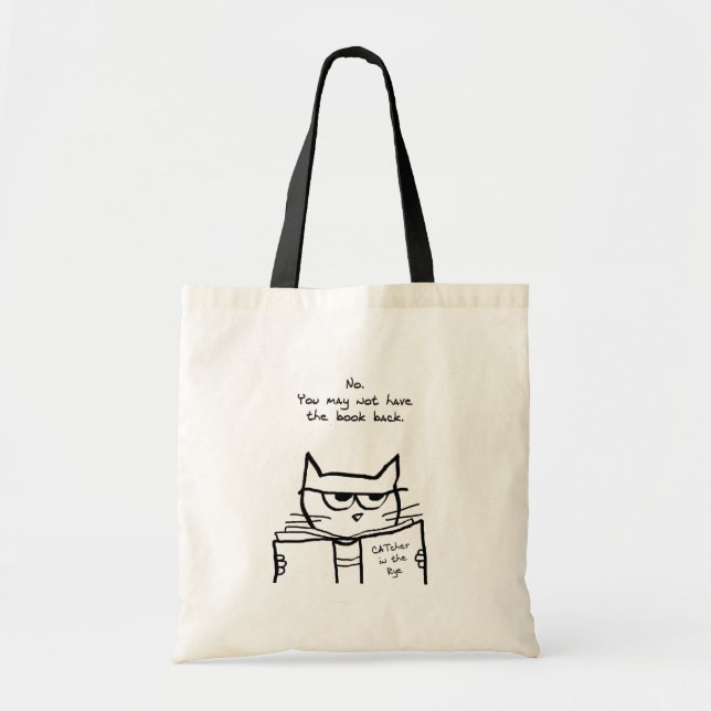 Angry Cat Steals Your Book - Funny Cat Tote Bag (Front)