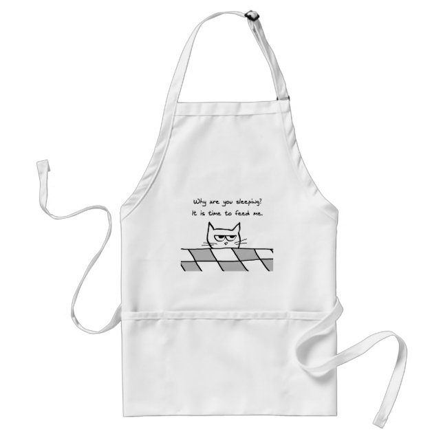 Angry Cat Wants You Out of Bed Adult Apron (Front)