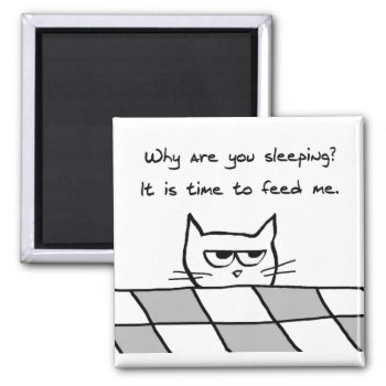 Angry Cat Wants You Out Of Bed Magnet by FunkyChicDesigns at Zazzle