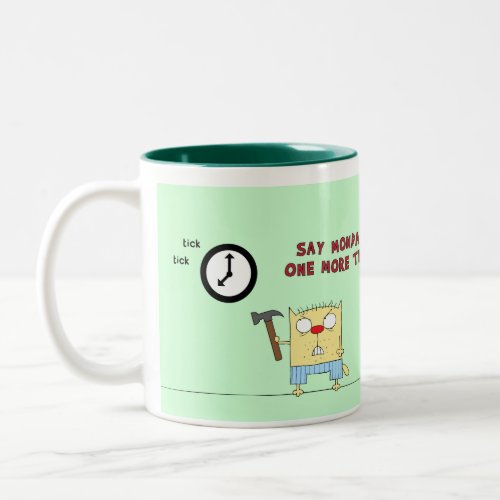 Angry Cat with a hammer and Wall Clock Two_Tone Coffee Mug