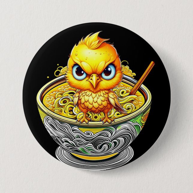 Angry Chicken Noodle Soup Button (Front)