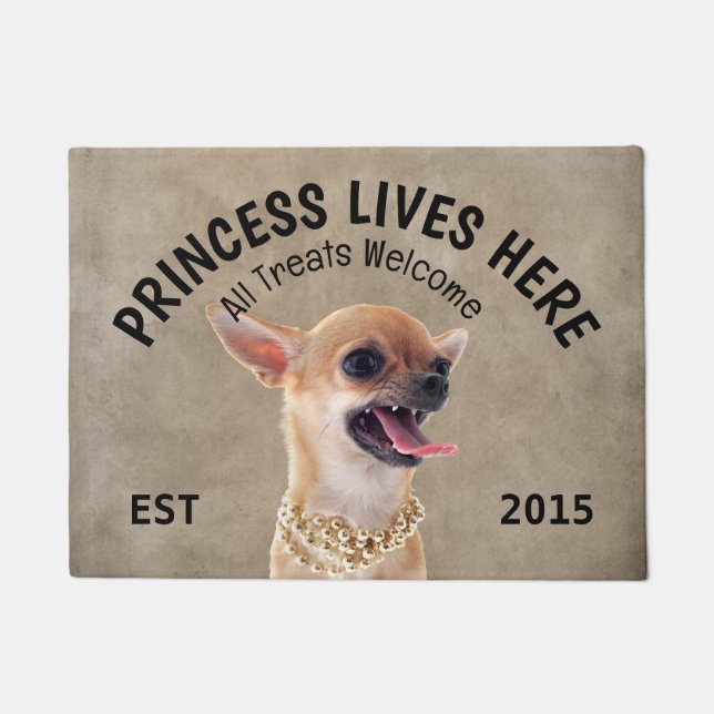 Angry Chihuahua Personalized Dog Lover  Doormat (Front)