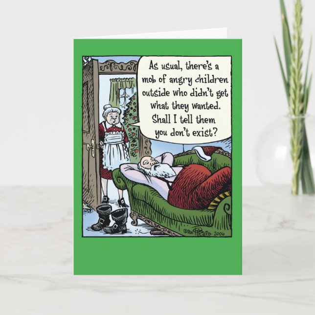 Angry Children Mob Christmas Humor Card (Front)