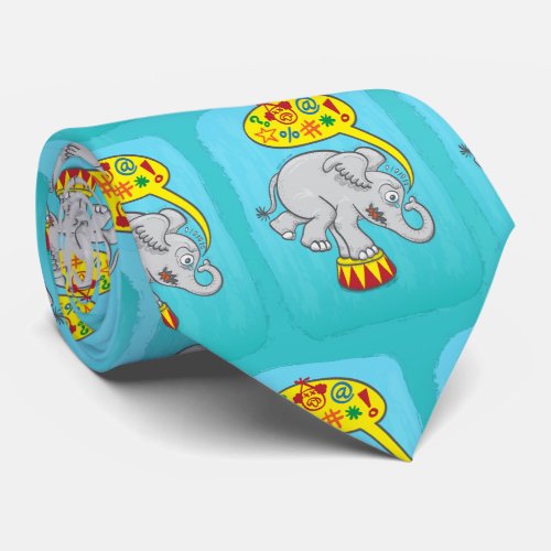 Angry circus elephant saying bad words neck tie