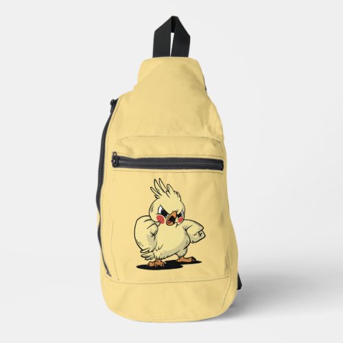 Angry cockatoo design sling bag