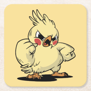 Angry cockatoo design square paper coaster