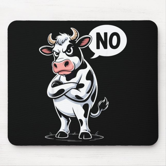 Angry Cow No - Funny Cow Lover Dairy Farmer  Mouse Pad (Front)