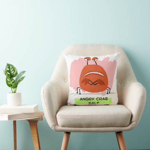 Angry Crab Sale Throw Pillow