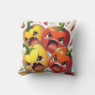 Angry crying Bell Peppers Throw Pillow