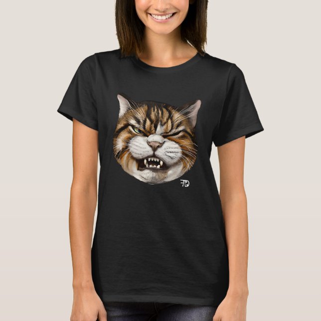 Angry cute Cat With Bad Mood T-Shirt (Front)