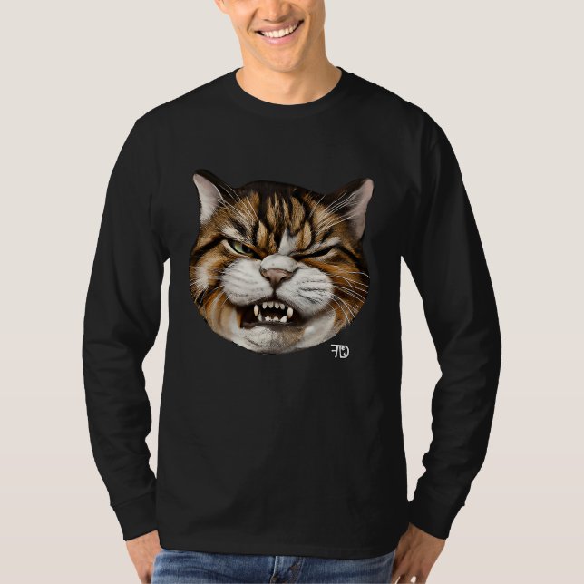 Angry cute Cat With Bad Mood T-Shirt (Front)