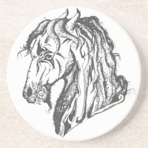 Angry Devil Horse in Black Coaster