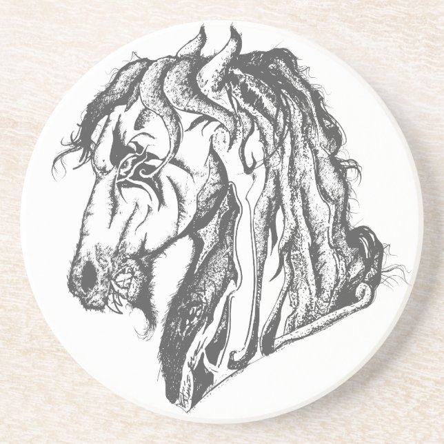 Angry Devil Horse in Black Coaster (Front)