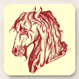 Angry Devil Horse in Red and Pick Your Background Coaster