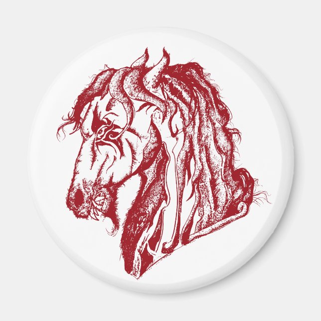 Angry Devil Horse in Red and Pick Your Background Magnet (Front)
