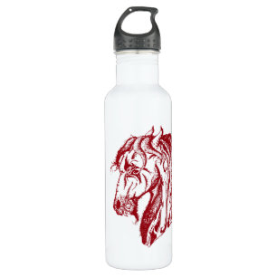 Angry Devil Horse in Red and Pick Your Background Stainless Steel Water Bottle