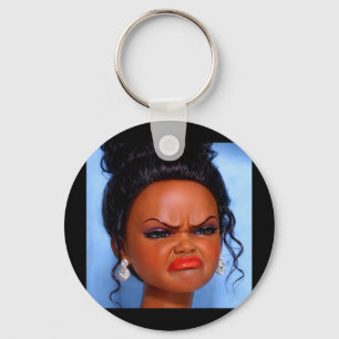 Angry disgusted black doll face meme Angry disgust Keychain