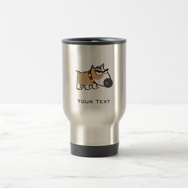 Angry Dog; Metal-look Travel Mug (Center)