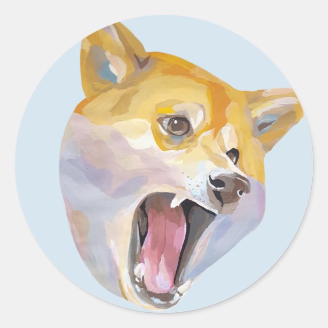 Angry Doge Shibe Classic Round Sticker (Front)