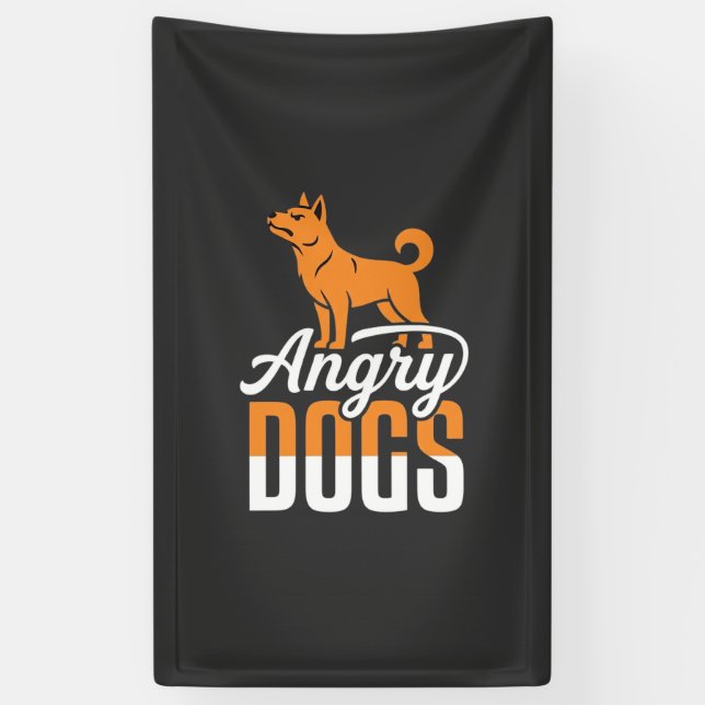 Angry Dogs Vector Mascot Banner (Vertical)