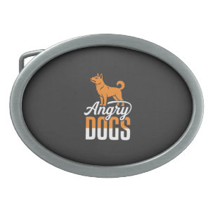 Angry Dogs Vector Mascot Belt Buckle