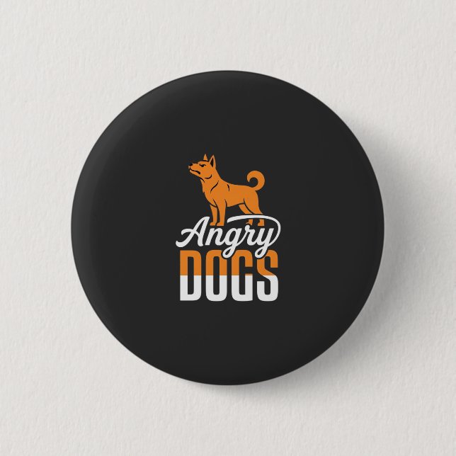 Angry Dogs Vector Mascot Button (Front)