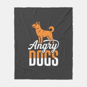 Angry Dogs Vector Mascot Fleece Blanket