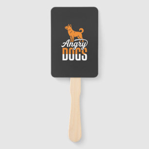 Angry Dogs Vector Mascot Hand Fan