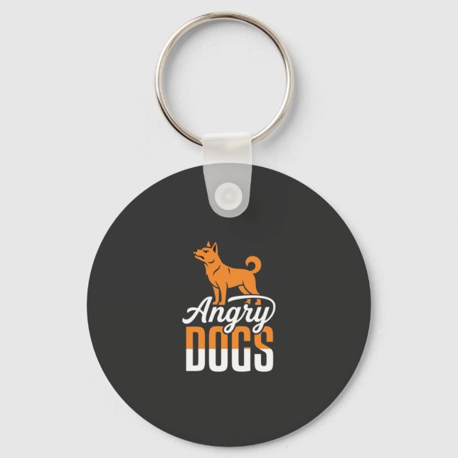 Angry Dogs Vector Mascot Keychain (Front)