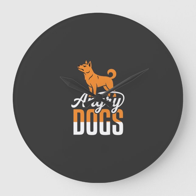 Angry Dogs Vector Mascot Large Clock (Front)