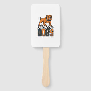 Angry Dogs Vintage Bulldog Typography Design_1 Hand Fan