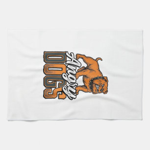 Angry Dogs Vintage Bulldog Typography Design_1 Kitchen Towel