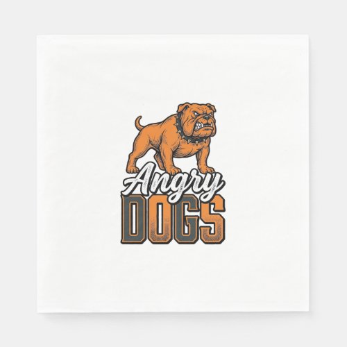 Angry Dogs Vintage Bulldog Typography Design_1 Napkins