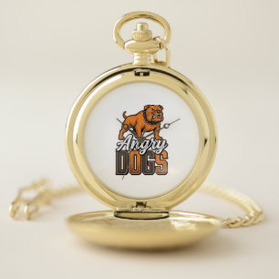 Angry Dogs Vintage Bulldog Typography Design_1 Pocket Watch