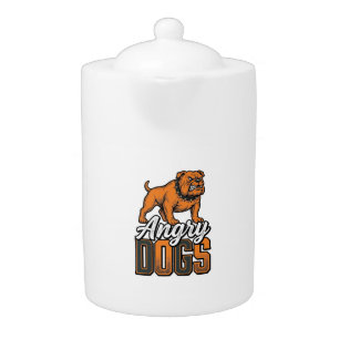 Angry Dogs Vintage Bulldog Typography Design_1 Teapot