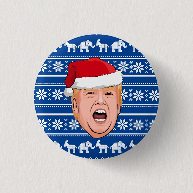 Angry Donald Trump Christmas Button (Front)