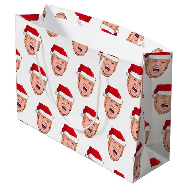 Angry Donald Trump Christmas Large Gift Bag (Back Angled)