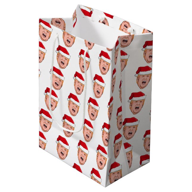 Angry Donald Trump Christmas Medium Gift Bag (Front Angled)