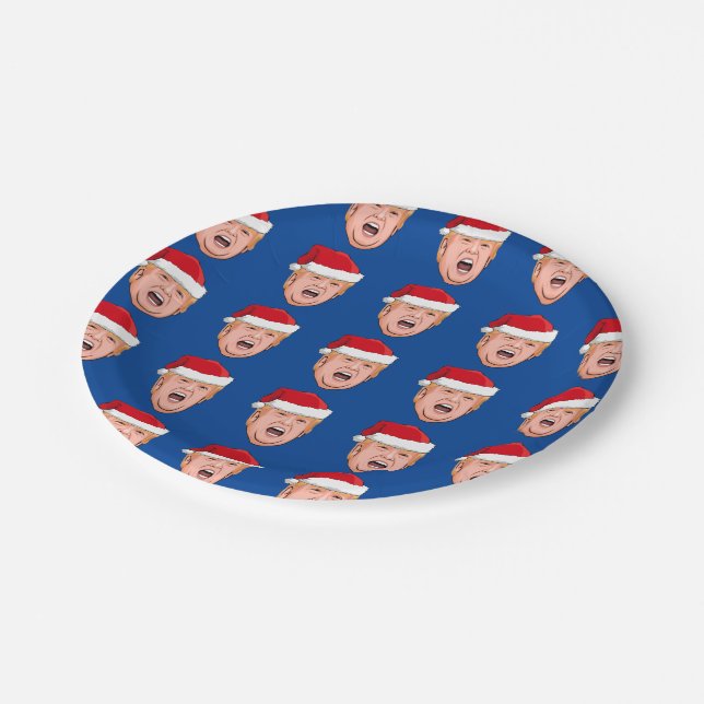 Angry Donald Trump Christmas Paper Plates (Angled)