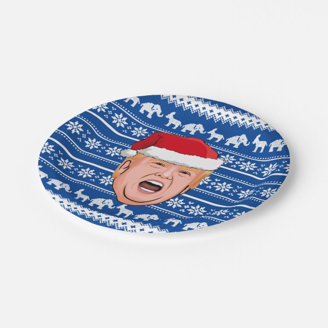 Angry Donald Trump Christmas Paper Plates (Angled)