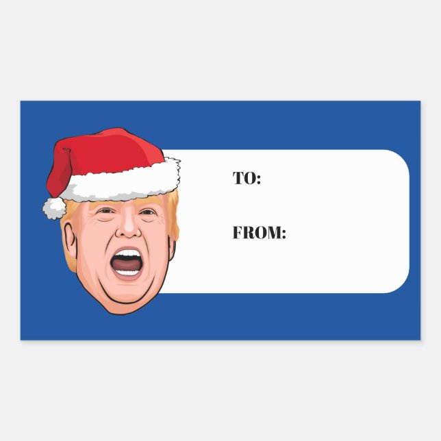 Angry Donald Trump Christmas Rectangular Sticker (Front)