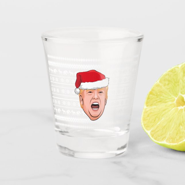 Angry Donald Trump Christmas Shot Glass (Front)