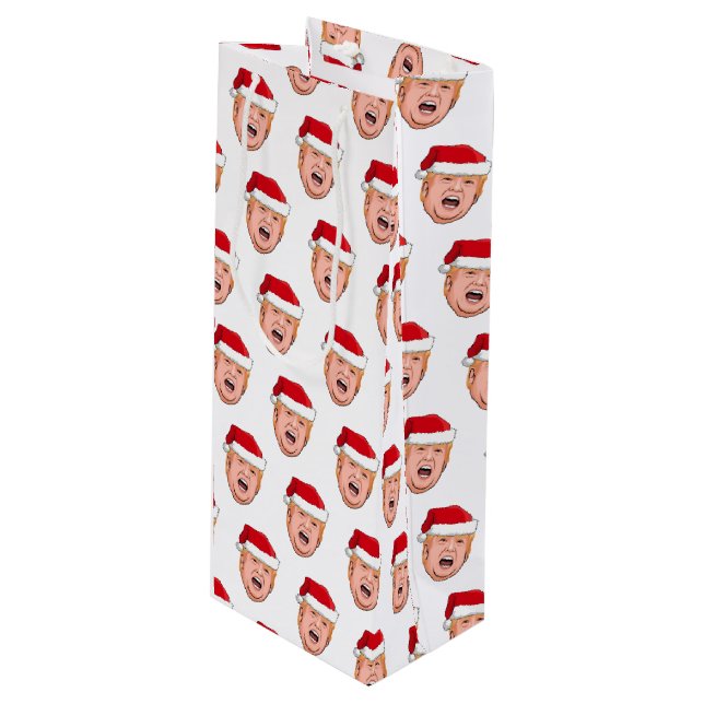 Angry Donald Trump Christmas Wine Gift Bag (Front Angled)