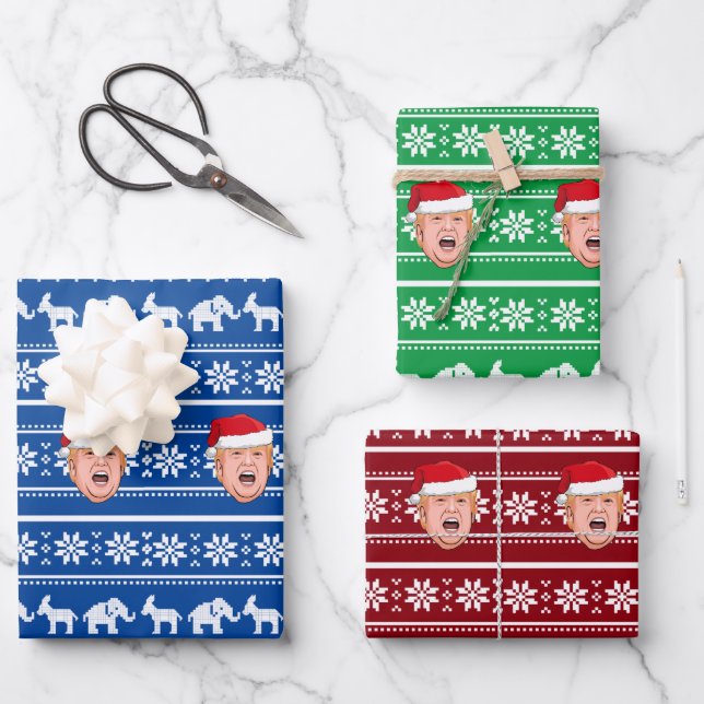 Angry Donald Trump Christmas Wrapping Paper Sheets (Front)