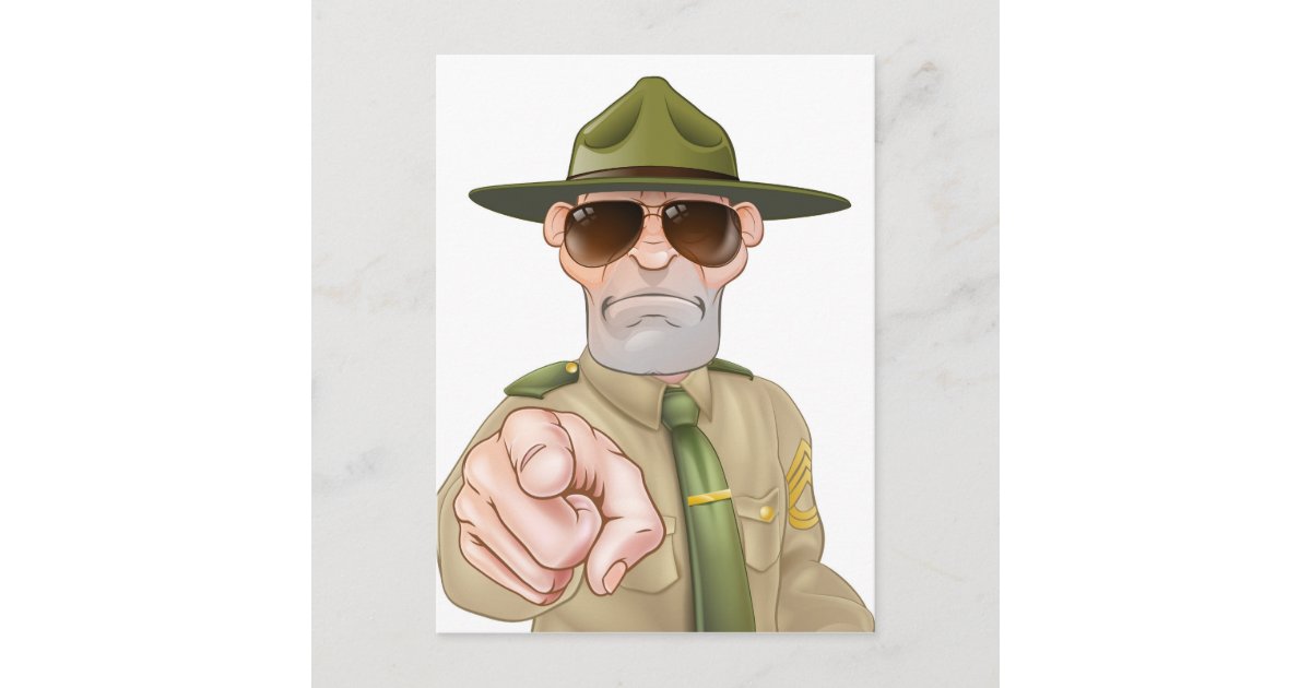 Angry Drill Sergeant Pointing Postcard | Zazzle