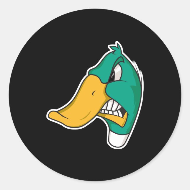 angry duck classic round sticker (Front)