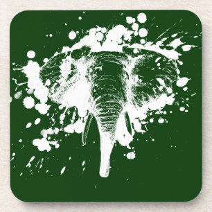 Angry Elephant in White Coaster