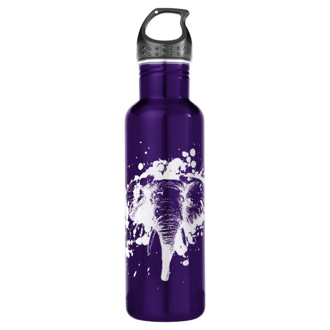 Angry Elephant in White Water Bottle (Front)