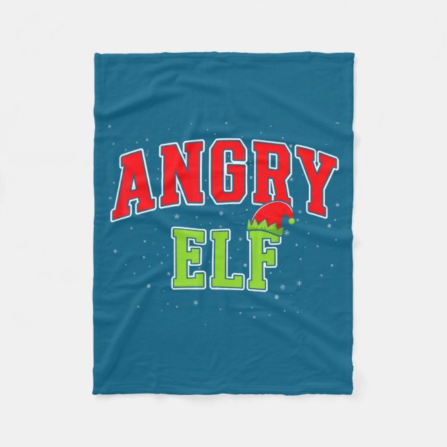 Angry Elf Christmas Family Matching Group Xmas  Fleece Blanket (Front)